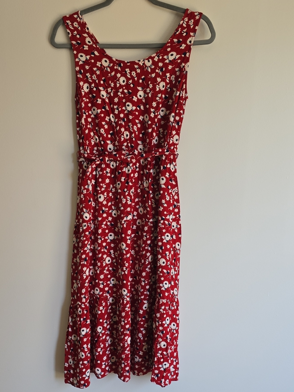 Talbots Red Floral Sleeveless Dress with White Blossoms Sz 4P